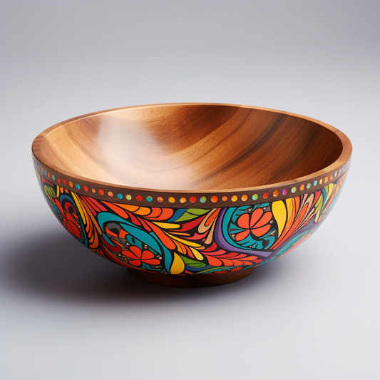 bowl de madera pintado a mano